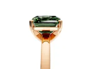 Solitaire Engagement Ring Setting for Fancy Green Asscher Cut Center with Basket Rail and Prong Head in Rose Gold