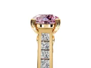 Solitaire Engagement Ring Setting for Fancy Pink Round Cut Center with Channel Band and Double Claw Prong Head in Yellow Gold