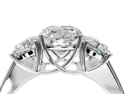 3 Stone Engagement Ring Setting for Cushion Cut Center with Raised Basket Heads and Prong Head in Sterling Silver