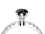 Open Basket Engagement Ring Setting for Fancy Black Pear-Shaped Center with Pave Band and Prong Head in White Gold