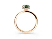 Hidden Halo Engagement Ring Setting for Fancy Green Oval Center with Plain Band and Tall Prong Head in Rose Gold