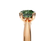 Solitaire Engagement Ring Setting for Fancy Green Cushion Cut Center with Reverse Tapered Band and Prong Head in Rose Gold