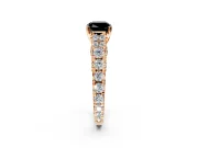 Solitaire Engagement Ring Setting for Fancy Black Cushion Cut Center with Pave Cathedral Shoulders and Prong Head in Rose Gold