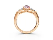Cluster Engagement Ring Setting for Fancy Pink Pear-Shaped Center with Round Cut Accent Frame and Prong Head in Rose Gold