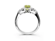 3 Stone Engagement Ring Setting for Fancy Yellow Emerald Cut Center with Large Pear-Shaped Accents and Prong Head in Platinum