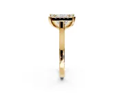 Single Halo Engagement Ring Setting for Princess Cut Center with Corner Claws, Plain Band and Prong Head in Yellow Gold
