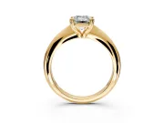 Solitaire Engagement Ring Setting for Emerald Cut Center with Reverse Tapered Band and Prong Head in Yellow Gold
