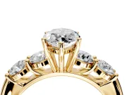 5 Stone Engagement Ring Setting for Marquise Center with Graduated Accents and Prong Head in Yellow Gold