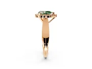 Halo Engagement Ring Setting for Fancy Green Pear-Shaped Center with Square Band and Prong Head in Rose Gold