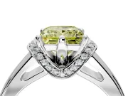 Solitaire Engagement Ring Setting for Fancy Yellow Princess Cut Center with Wide Band, Pave Collar and Prong Head in White Gold