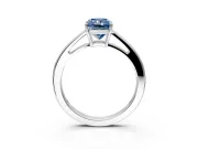 Solitaire Engagement Ring Setting for Fancy Blue Radiant Cut Center with Open Cathedral Shoulders and Prong Head in Sterling Silver