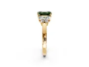 Solitaire Engagement Ring Setting for Fancy Green Emerald Cut Center with Marquise Flower Shoulders and Prong Head in Yellow Gold