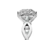 Solitaire Engagement Ring Setting for Cushion Cut Center with Accented Twist Band and Leaf Prong Head in Sterling Silver