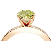 Solitaire Engagement Ring Setting for Fancy Yellow Cushion Cut Center with Channel Baguette Band and Prong Head in Rose Gold