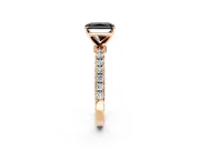 Open Basket Engagement Ring Setting for Fancy Black Radiant Cut Center with Pave Band and Prong Head in Rose Gold