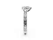 Solitaire Engagement Ring Setting for Pear-Shaped Center with XO Engraved Band and Prong Head in Sterling Silver