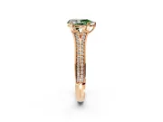 Solitaire Engagement Ring Setting for Fancy Green Pear-Shaped Center with Pave Rail Split Shank and Prong Head in Rose Gold