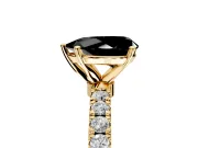 Open Basket Engagement Ring Setting for Fancy Black Pear-Shaped Center with Pave Band and Prong Head in Yellow Gold