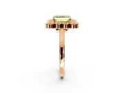 Cluster Halo Engagement Ring Setting for Fancy Yellow Asscher Cut Center with Milgrain Bezel Accents and Prong Head in Rose Gold