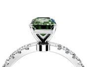 Open Basket Engagement Ring Setting for Fancy Green Emerald Cut Center with Pave Band and Prong Head in White Gold