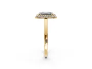 Halo Engagement Ring Setting for Emerald Cut Center with Plain Tapered Band and Prong Head in Yellow Gold