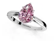 Solitaire Engagement Ring Setting for Fancy Pink Pear-Shaped Center with Open Cathedral Shoulders and Prong Head in White Gold