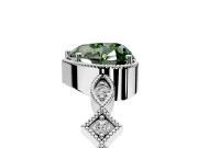 Milgrain Bezel Engagement Ring Setting for Fancy Green Heart-Shaped Center with Marquise Stations and Bezel Head in Platinum
