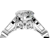 Solitaire Engagement Ring Setting for Heart-Shaped Center with Marquise and Bezel Accents and Prong Head in Sterling Silver