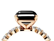 Solitaire Engagement Ring Setting for Fancy Black Asscher Cut Center with Alternating Size Accents and Prong Head in Rose Gold