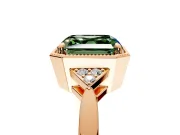 Cluster Engagement Ring Setting for Fancy Green Asscher Cut Center with Milgrain Shoulder Clusters and Prong Head in Rose Gold