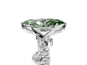 Solitaire Engagement Ring Setting for Fancy Green Marquise Center with Bar-Station Pave Twist and Prong Head in Sterling Silver