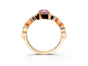 Milgrain Bezel Engagement Ring Setting for Fancy Pink Emerald Cut Center with Marquise Stations and Bezel Head in Rose Gold