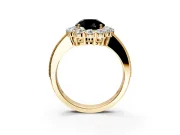 Halo Engagement Ring Setting for Fancy Black Round Cut Center with Milgrain Channel Band and Prong Head in Yellow Gold