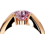 Tension Engagement Ring Setting for Fancy Pink Round Cut Center with Wide Tapered Band and Tension Head in Rose Gold