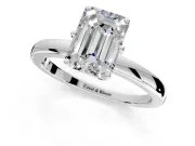 Solitaire Engagement Ring Setting for Emerald Cut Center with Plain Band and Tulip Prong Head in Platinum