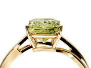 Solitaire Engagement Ring Setting for Fancy Yellow Princess Cut Center with Plain Bypass Twist Band and Prong Head in Yellow Gold