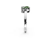 Solitaire Engagement Ring Setting for Fancy Green Pear-Shaped Center with Plain Band and Flat Tab Prong Head in Sterling Silver