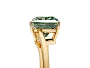 Solitaire Engagement Ring Setting for Fancy Green Princess Cut Center with Plain Bypass Twist Band and Prong Head in Yellow Gold
