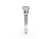 Channel-Set Engagement Ring Setting for Fancy Blue Asscher Cut Center with Baguette Band and Prong Head in Sterling Silver