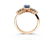 Cluster Engagement Ring Setting for Fancy Blue Emerald Cut Center with 2-Row Shoulder Clusters and Prong Head in Rose Gold