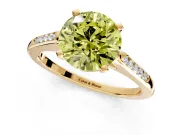 Solitaire Engagement Ring Setting for Fancy Yellow Round Cut Center with Channel Accents and Prong Head in Yellow Gold