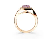 Bezel-Framed Halo Engagement Ring Setting for Fancy Pink Princess Cut Center with Pave Band and Prong Head in Rose Gold