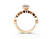 Solitaire Engagement Ring Setting for Emerald Cut Center with Milgrain Bezel Accents and Prong Head in Rose Gold