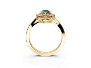 Starburst Halo Engagement Ring Setting for Fancy Green Marquise Center with Flat Cathedral Band and Prong Head in Yellow Gold