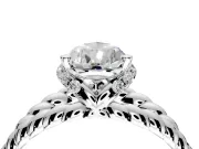 Halo Engagement Ring Setting for Pear-Shaped Center with Rope Twist Split Shank and Prong Head in Platinum