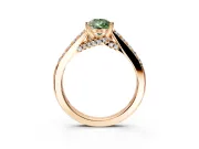 Solitaire Engagement Ring Setting for Fancy Green Pear-Shaped Center with Crossover Accents and Prong Head in Rose Gold