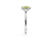 Solitaire Engagement Ring Setting for Fancy Yellow Pear-Shaped Center with Plain Band, Open Basket and Prong Head in Sterling Silver