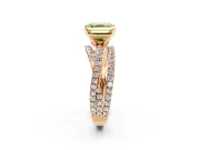 Solitaire Engagement Ring Setting for Fancy Yellow Asscher Cut Center with Woven 3-Strand Pave Band and Prong Head in Rose Gold