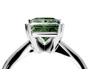 Solitaire Engagement Ring Setting for Fancy Green Princess Cut Center with Knife Ridge Band and Claw Prong Head in White Gold