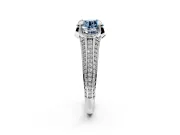 Solitaire Engagement Ring Setting for Fancy Blue Round Cut Center with Accented Split Shank and Prong Head in Platinum